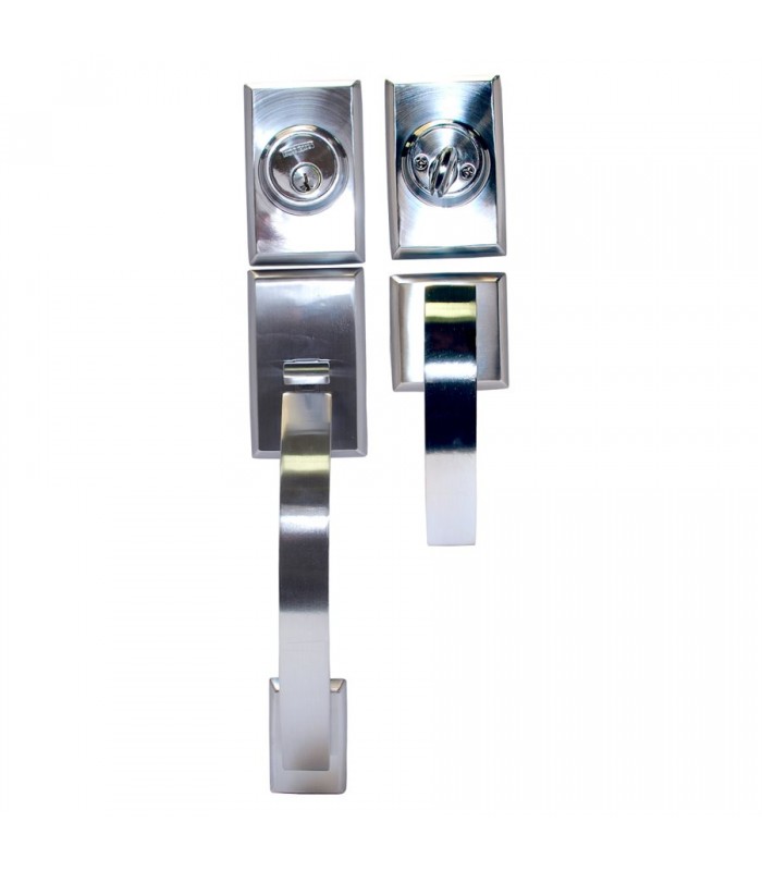 Tough Guard Door Lock Grip Square Satin Chrome (Zinc Alloy)