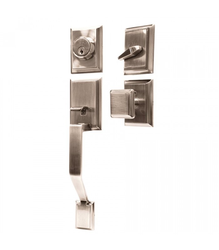 Tough Guard Door Lock Grip Square Satin Nickel