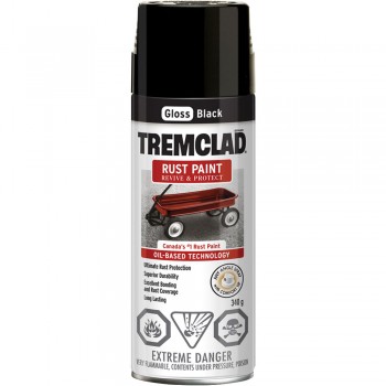 Peinture antirouille à base d’huile en aérosol 340g Tremclad - Noir lustré