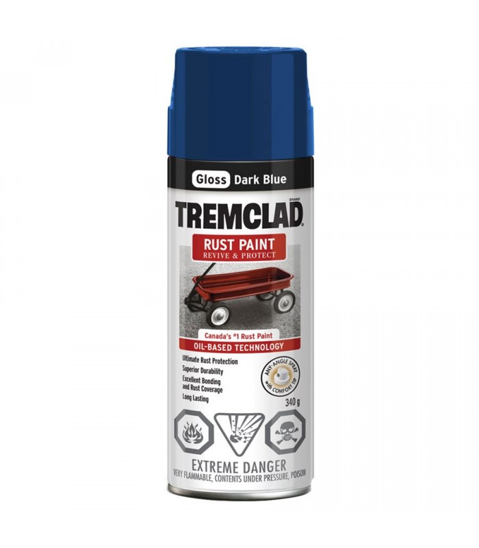 TREMCLAD Oil-Based Rust Paint Aerosol Spray 340g - Gloss Dark Blue