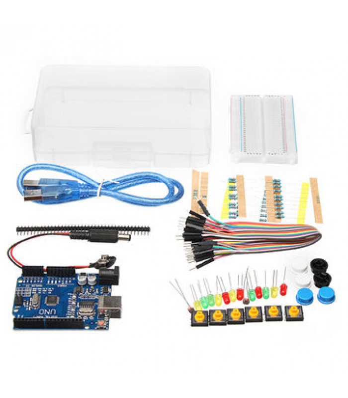 Basic Starter Kit UNO R3 Mini Breadboard LED Jumper Wire Button For Arduino With Box