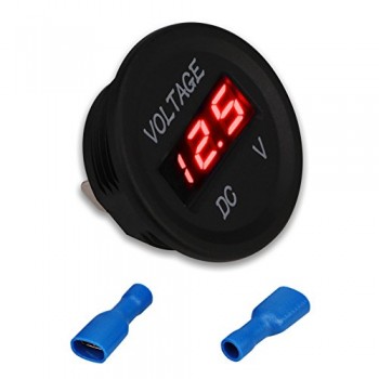 LED Voltmeter Round 6~30V DC - Red