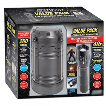 MILITARY GRADE TACTICAL LED FLASHLIGHT & 260 LUMENS COB COLLAPSIBLE WATERPROOF LED LANTERN