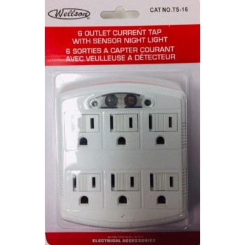 Wellson 6 outlet current tap with sensor night light