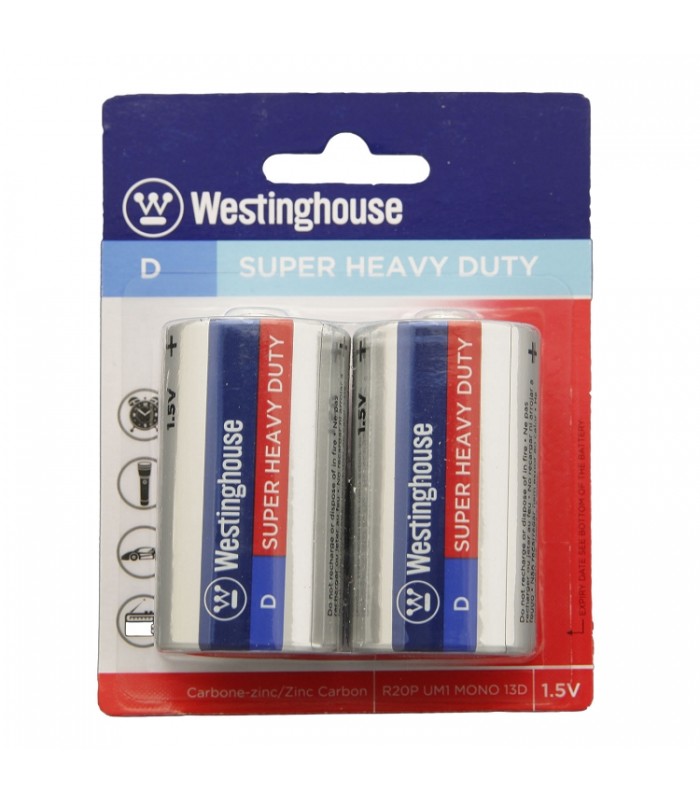 Pile Alcaline D Super Heavy Duty de Westinghouse - Paquet de 2