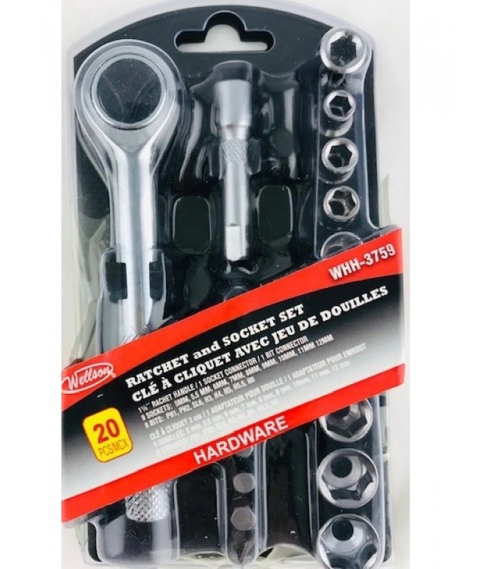 Wellson Ratchet and socket set - 20 Pieces