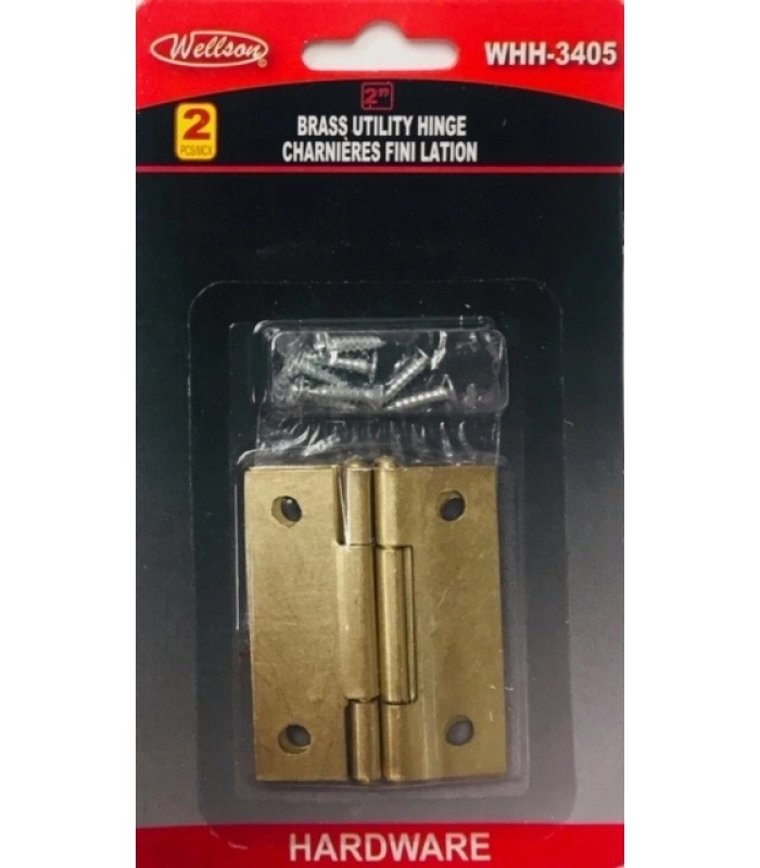 Wellson brass utility hinge - 2 in.