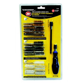 Jeu de brosses de nettoyage pour tuyau, 20 pièces - laiton, acier, nylon de Workbench