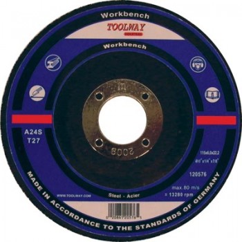Disque abrasif centre déprimé 5 po x 1/4 po x 7/8 po à métal A24R de Workbench - Paquet de 5