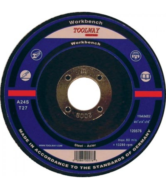 Workbench Abrasive Cut-Off Wheel Depressed Centre 4 1/2 in. x 1/4 in. x 7/8 in. Metal A24S - Pack of 5