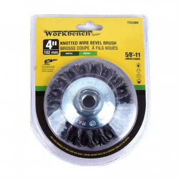 Brosse biseautée à roue à fil nouée, tige de 4 po 5/8 po de Workbench