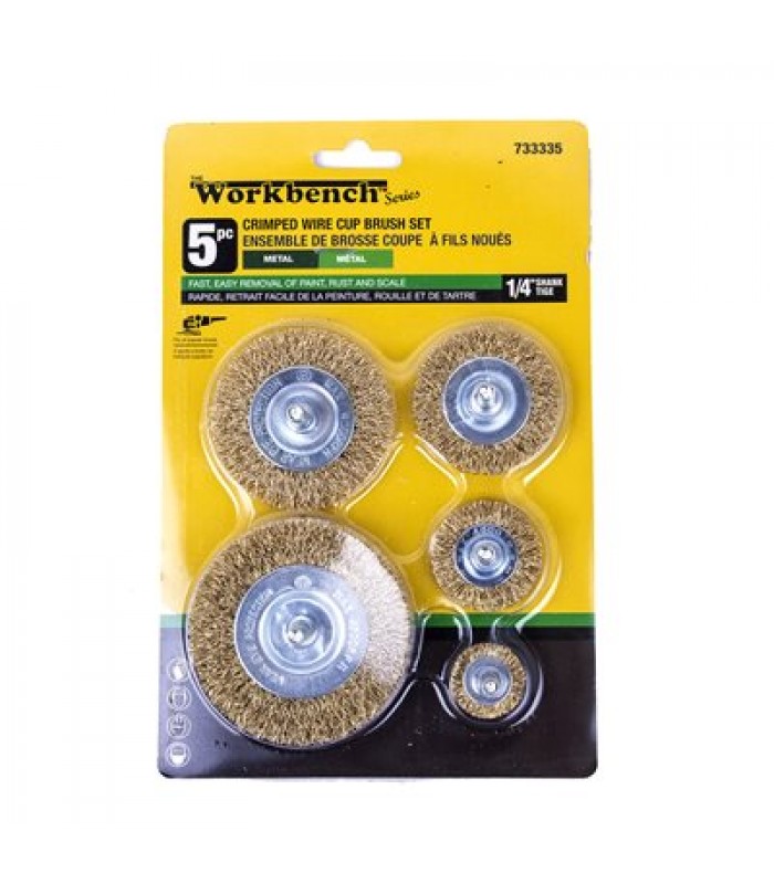 Workbench Set of 5 Crimped wire wheels brushes