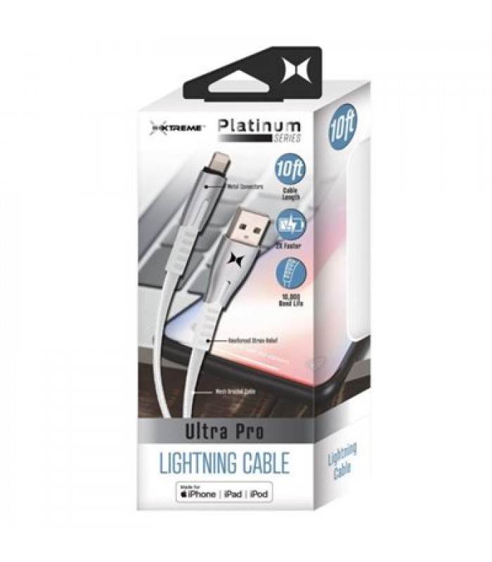 XTREME 10ft Lightning Premium MFI Cable White