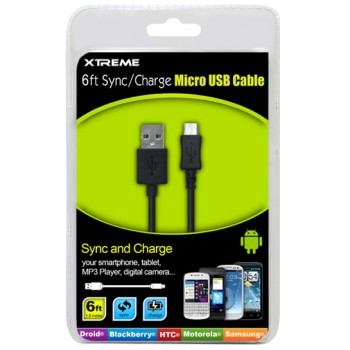 Xtreme Micro-B to USB-A Cable 6ft for Android phones