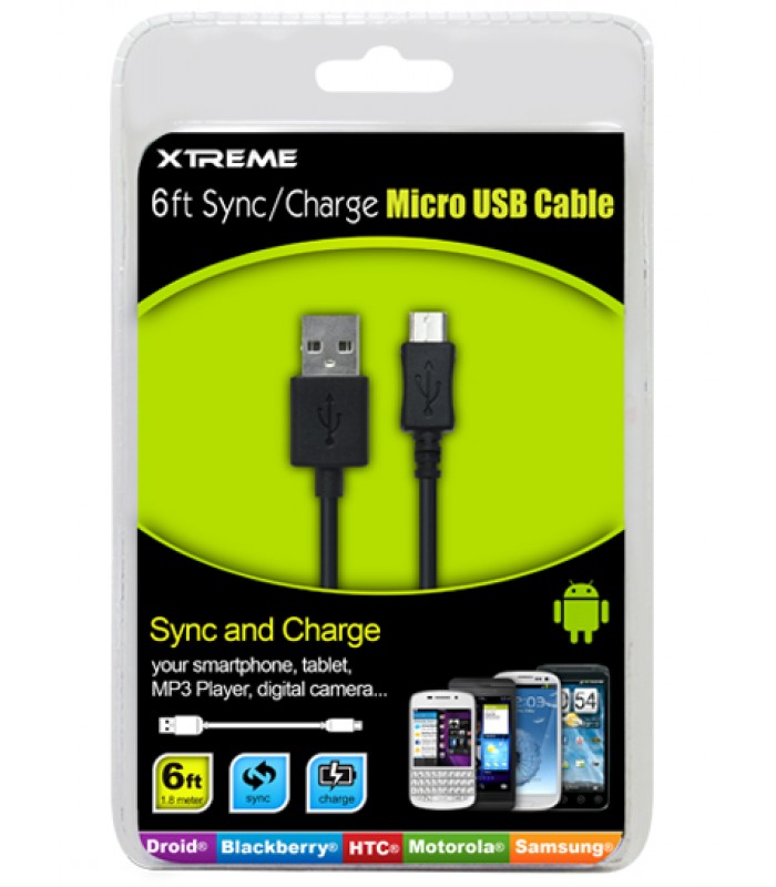 Xtreme Micro-B to USB-A Cable 6ft for Android phones