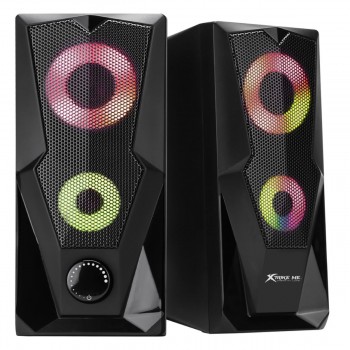 Haut-parleur stéréo Xtrike Me 2.0 avec rétro-éclairage RGB SK-501, prise 3.5 mm (audio), USB (alimentation)