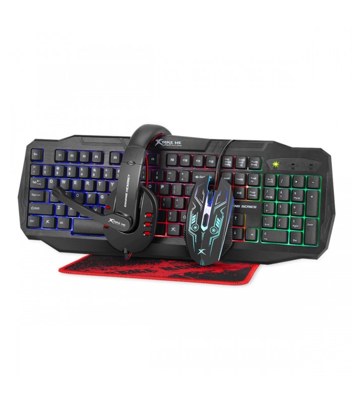 Clavier, souris 4D, casque de jeu et tapis de souris de jeu, CM-406 KIT, 104 touches, Capacité 2 millions de clics, câble 1.5m de Xtrike Me