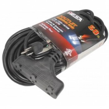 Yesa 3 Outlet Outdoor Extension Cords 25 ft. - Black