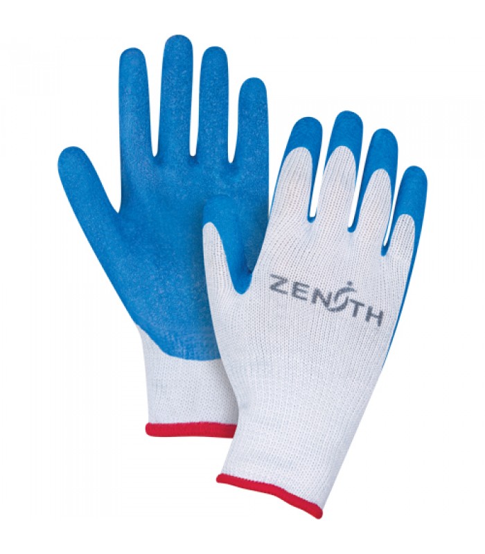 Zenith Safety Products Gants en tricot de coton/poly sans coutures de calibre 10 enduits de latex de caoutchouc naturel - Taille 10